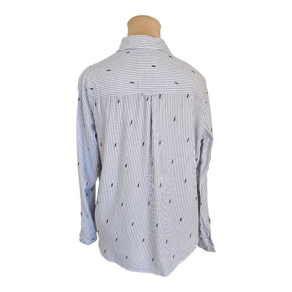 Rails Taylor Blue and White Lightning Bolt Collared Button Up Top Sz S - Picture 2 of 6